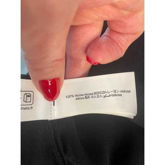 ZARA Black White Ruched Long Sleeve Dress – Gold Buttons – Size L – NWT - Picture 8 of 10